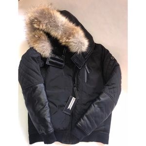 Women's Black Puffer Jacket with Fur Hood